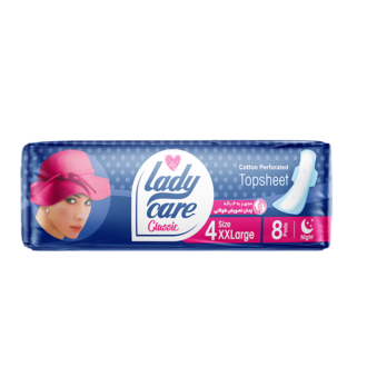 نوار بهداشتی لیدی کر بالدار ضخیم مشبک کتانی سایز XXL بسته ۸ عددی