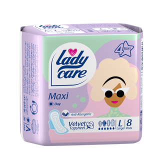 نوار بهداشتی لیدی کر ماکسی روزانه بالدار مخملی نیمه‌نازک ایرلید سایز بزرگ ۸ عددی - چهارستاره