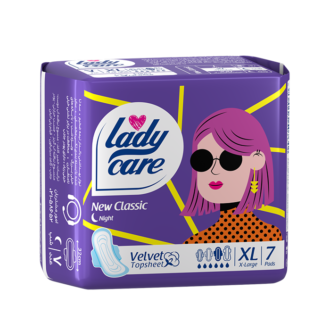 نوار بهداشتی مخملی بالدار لیدی کر نیمه ضخیم سایز خیلی بزرگ بسته ۷ عددی