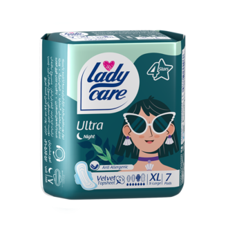 نوار بهداشتی بالدار اولترا لیدی‌ کر مخملی نازک ایرلید سایز خیلی بزرگ بسته ۷ عددی – چهارستاره